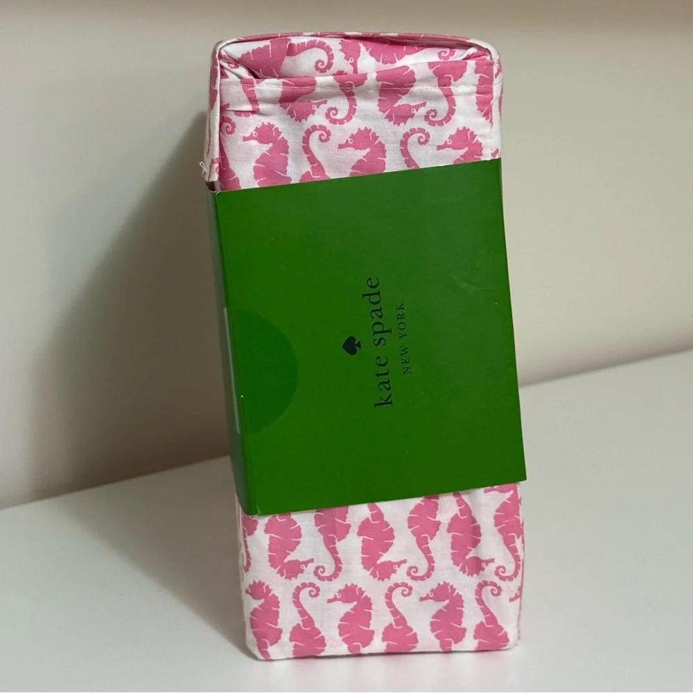 Kate Spade Pink Seahorse King Sheet Set NEW